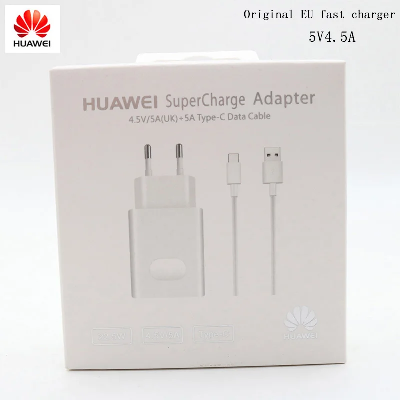 HUAWEI Оригинальное быстрое зарядное устройство mate 9 10 mate 20 Pro P20 Supercharge Быстрый дорожный настенный адаптер 4.5V5A/5V4. 5A type-C 3,0 USB кабель