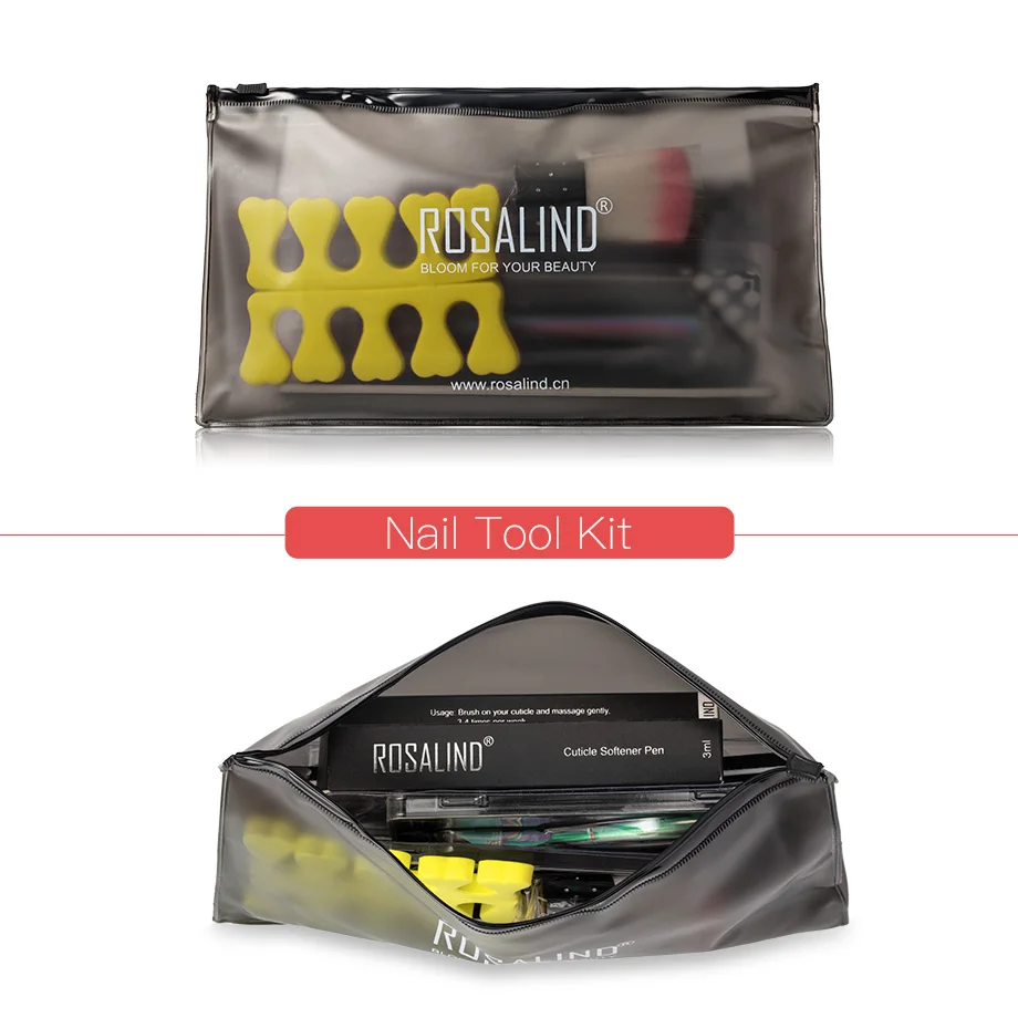 ROSALIND Гель-лак для ногтей инструменты для маникюра сумка комплект пилочка кисть Масло для наращивания ногтей гибридные Лаки ножницы для кутикулы поли дизайн