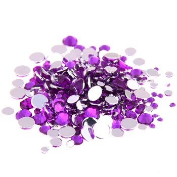 

Amethyst Color 1.5~12mm Flat Back Round Acrylic Rhinestones Beads,3D Acrylic Nail Art / Garment Decoration