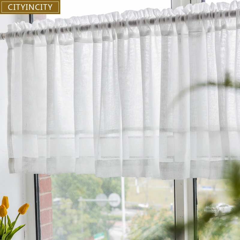 CITYINCITY Half Curtain for kitchen Transparent Sheer Tulle Short door Curtain for barHome Decor  Customized