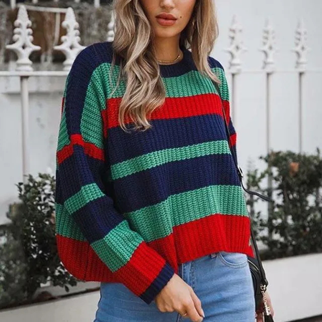 plein karakter beginnen Pullover frauen Casual Strickwaren pullover gestreiften mode pullover damen  Frühling Gestrickten pullover Plus größe pullover Preppy stil|Pullover| -  AliExpress