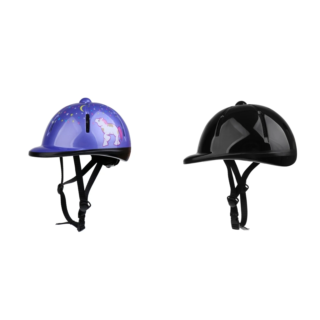 

2Pcs Children Kids Adjustable Horse Riding Hat/Helmet Head Protective Gear Black+Purple