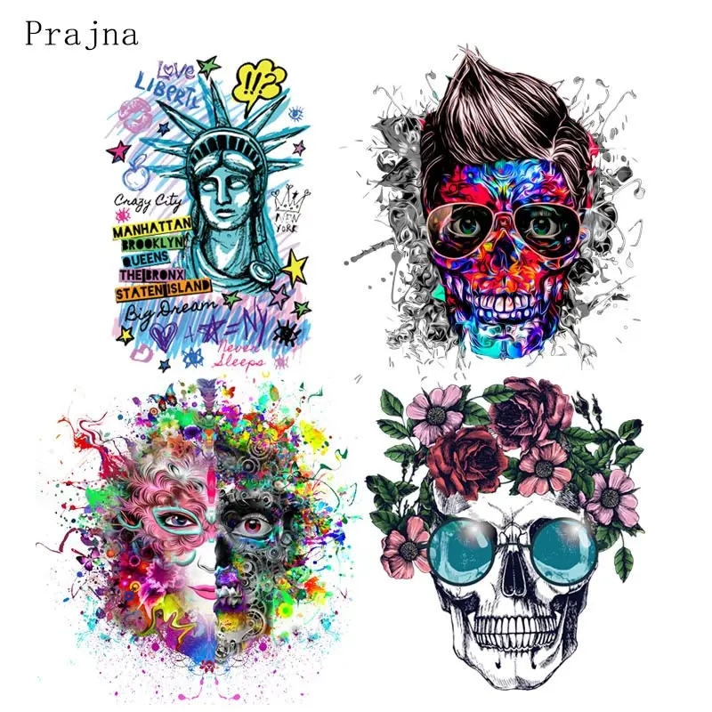 Prajna Vogue стикер в стиле панк термонаклейки для одежды Череп термотрансферный
