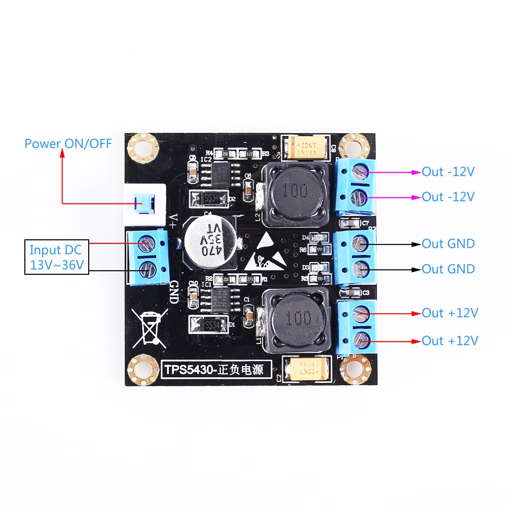 TPS5430 положительный отрицательный двойной модуль питания с переключением 12 В выход