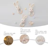 Wooden Baby Rattle Crochet Beige Rabbit Cute Shape Attracts Baby's Attention Newborn Stuffed Animal Organic Rattle Ideas Props 4