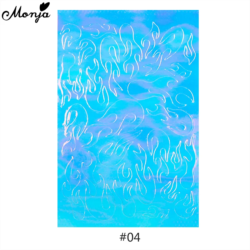 Monja 8 шт./компл. ногтей искусство самоклеящийся Стикеры пламени дизайн лазерной наклейки на ногти из фольги для маникюра аксессуары украшения