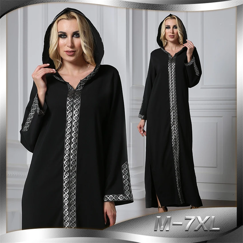 

Women Abaya News Long Robe Hoodies Muslim Dress Middle East UAE Turkey Dubai Moroccan Kaftan Turkish Islamic Clothing 7XL