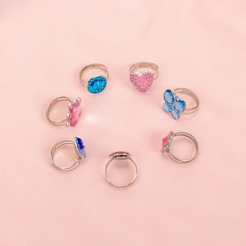 Cute Cartoon Kids Rings Kawaii Korean Children Girls Flower Alloy Finger Ring Child Jewelry Gift Adjustable Rings 10pcs finger ring adjustable rings