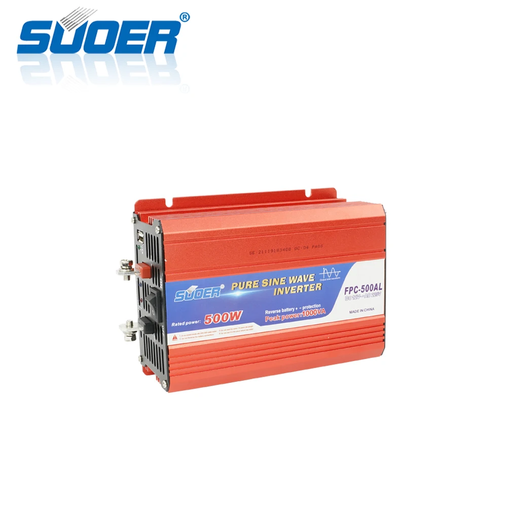 Suoer Чистая синусоида солнечный DC AC 12V 220V 500W безсеточный инвертор(FPC-500AL