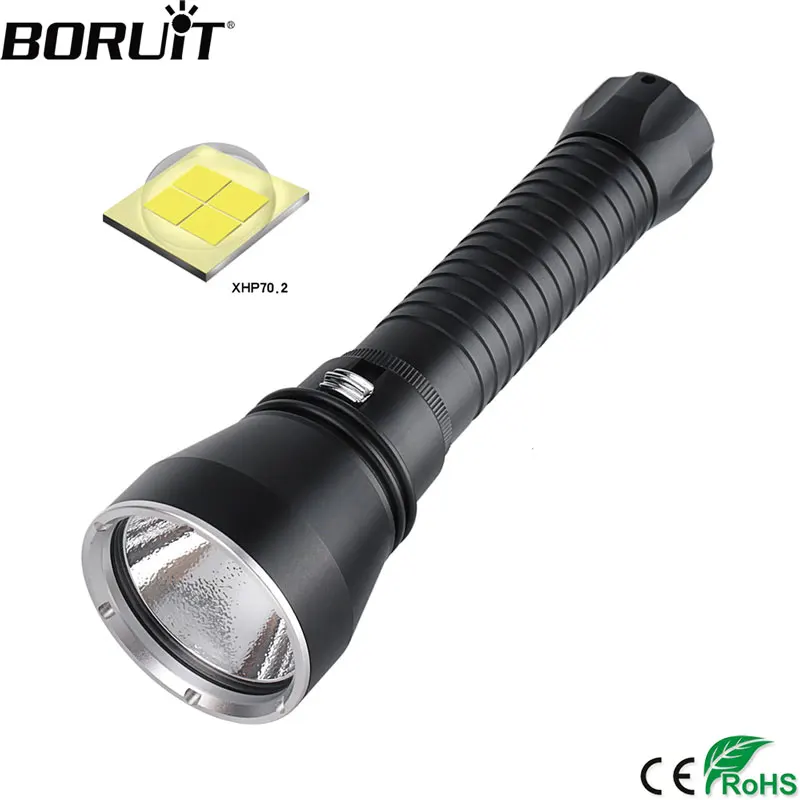 

BORUiT XHP70.2 Yellow/White LED Light Diving Flashlight Underwater 100M 26650 Torch High Power Rechargeable Spearfishing Light