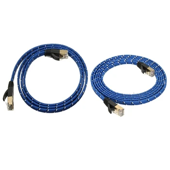 

2 Pcs Rj45 Cat 7 Cat7 Ethernet Internet Lan Patch Network Flat Cable Cord Patch Network Flat Cable Cord-1.8M & 1M