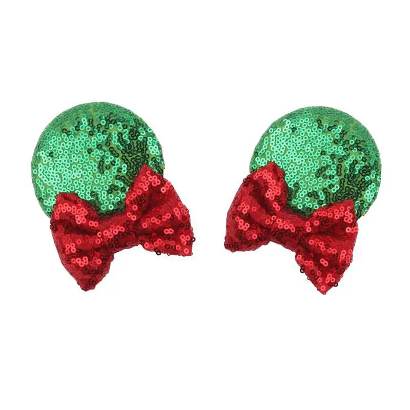 Hair Clips 7 Glitter Hair Bows Hairgrips 1 pair 3" Minnie Ears Sequin Bow Hair Clips For Kids Girls Christmas Party Hair Accessories - Цвет: Hair Clips 7