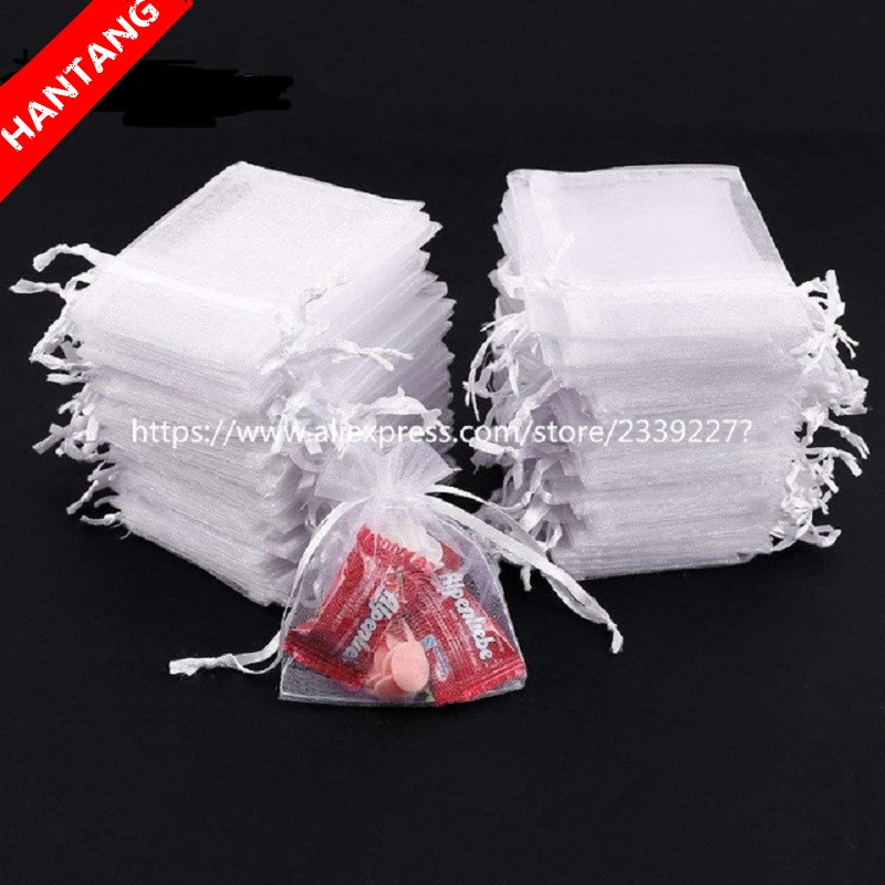 25/50pcs Sheer Organza Jewelry Pouch Drawstring Candy Bags Gift Pouches Wedding