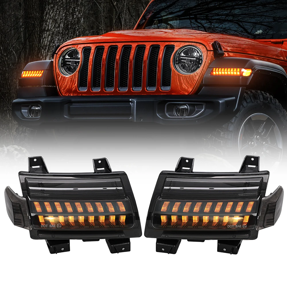 LED Seitenblinker Set, Klarglas, Kotflügelverbreiterung, Jeep Wrangler JL,  Jeep Gladiator JT, serie Crystal XOOL033 - X-Offroad