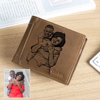 

Custom Photo Mens Wallet with Coin Pocket Engraved Multi-card Wallet Personalized Bifold Wallet Purse Father's Mother Day Gift