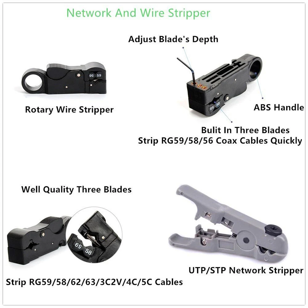 Onti-kit Ferramenta de Rede Profissional Ethernet Portátil Computador Manutenção Lan Cabo Tester Crimper Cutter Repair Conjunto com Bag - Imagem 5