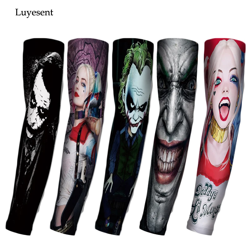 

13 Patterns Ice Silk Unisex Superhero Clown Print Arm Warmers UV Protect Elbow Length Sport Outdoor Manga Women Men 2019 Cartoon