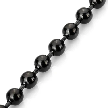 

New 5.0mm Large Stainless Steel Necklace Ball Bead Chain Link Black Male, Length 58cm