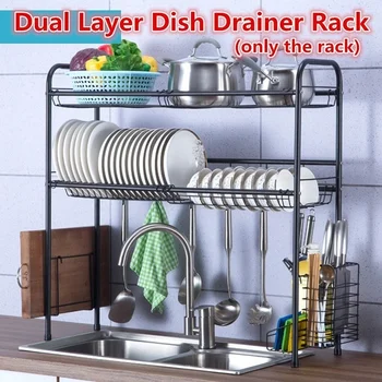

4Styles Over Sink Dish Drying Rack Stainless Steel Dish Stand Drainer with Utensil Organizer, Cutting Board Holder for Kitchen