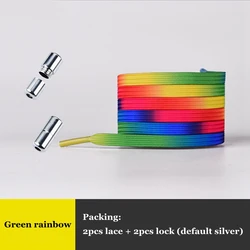 Vibrant No - Tie Elastic Shoelaces - Colorful Bands for Adults & Kids Sneakers (Green rainbow)