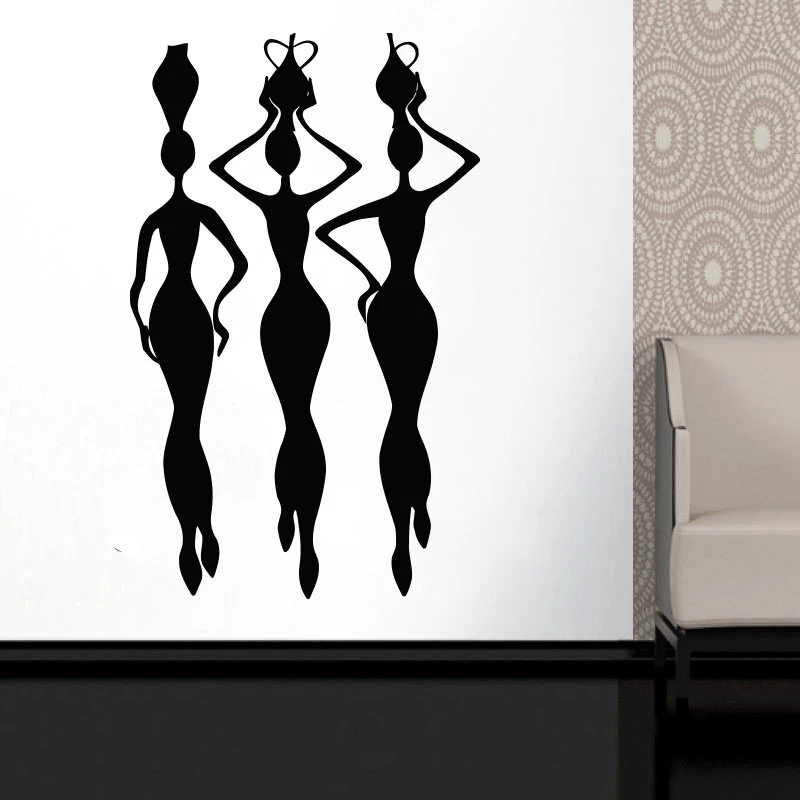 African Woman Girl Silhouette Tribal Removable Vinyl Wall Art Sticker Decal Home