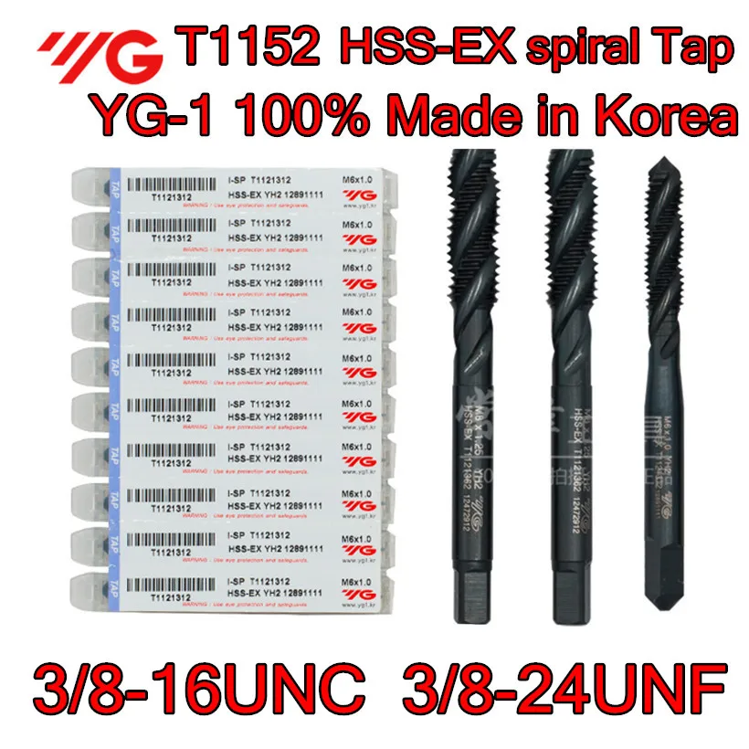 3/8-16UNC 3/8-24UNF T1152 Сделано в Корее HSS-EX обработка спирального крана: легированная сталь и т. Д