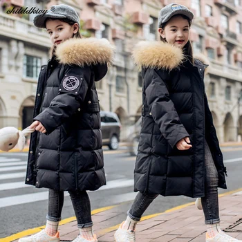 

-30 Degrees Winter Girl down jacket thicken warm fur collar girls snowsuit parkas Kids fashion coat for girl Children outerwear