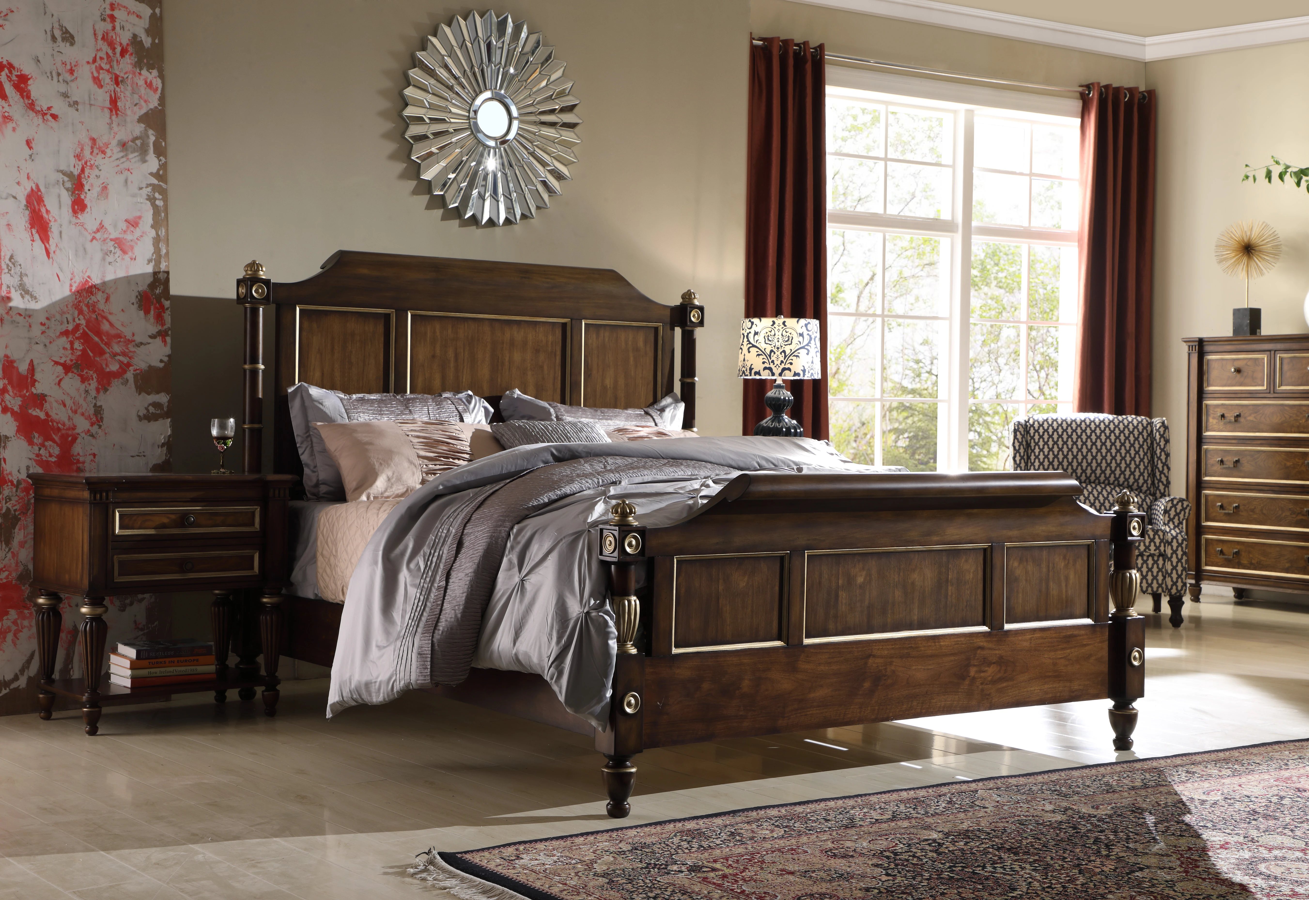 Modern Bedroom Furniture Set dengan Kayu Tempat Tidur Raja Tempat Tidur  Ukuran Queen
