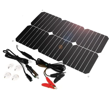 

18V 12V 18W Solar Car Power Battery Charger, Portable Solar Panel Trickle Charger with Cigarette Lighter Plug, Suction Cups, Mai