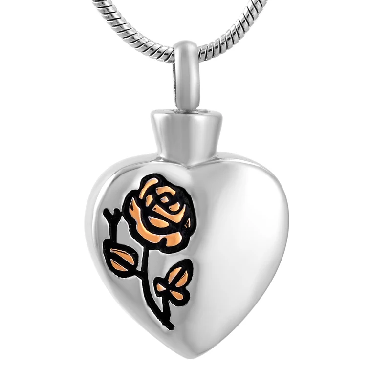 Fashion Beautiful rose in heart Pendant Necklace Cremation jewelry pet urn keepsake you are my only for women engraving free | Украшения и