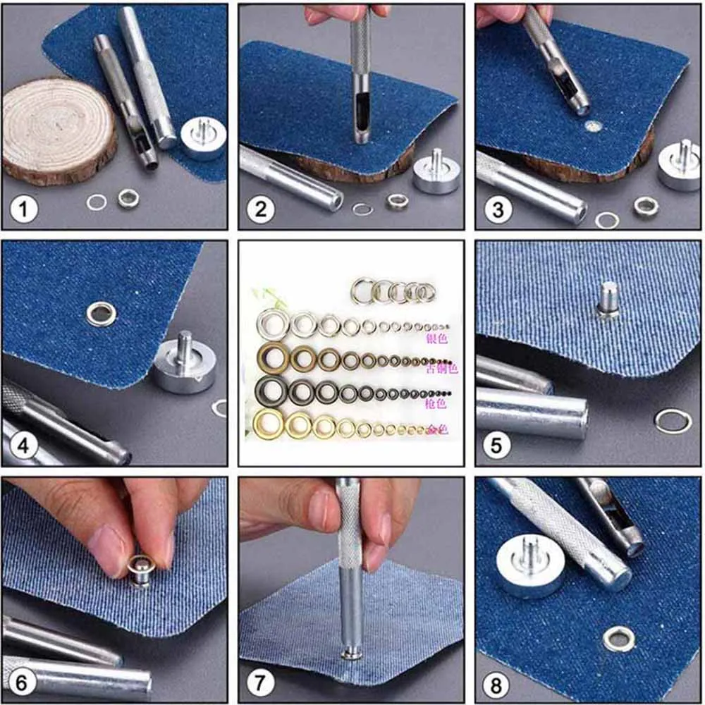 Leather Craft Eyelets 4mm ~ 10mm Eyelets 18Colors with Washer Leather Craft Repair Grommet Round Eye Rings For Shoes Bag Clothing Leather Belt Hat