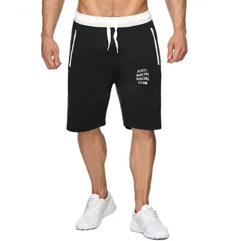 

printing ANTI SOCIOLCLUB Men Fitness Bodybuilding Shorts Man Casual Workout Male Quick Dry Sportswear Jogger Beach Short Pants