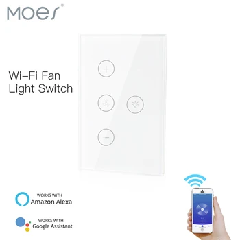 

Smart Ceiling Fan Light Wall Switch,WiFi Smart Life/Tuya APP Remote Various Speed Control, Compatible with Alexa and Google Home
