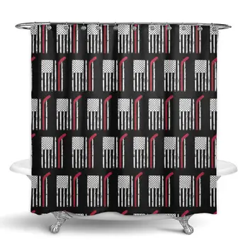 

Bathroom Shower Curtain for Shower Stall Bathtubs, Water Repellent American Flag Hockey Novelty Shower Curtains, Soft Durable