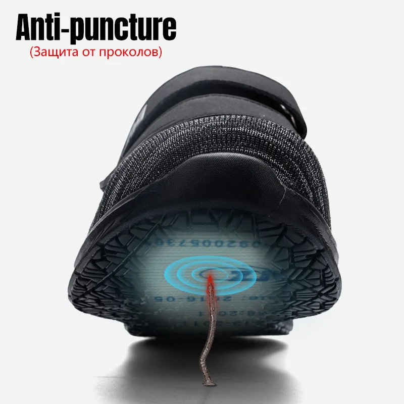 LARNMERN Mens Steel Toe Work Shoes Safety Shoes Lightweight Breathable Anti-smashing Anti-puncture Non-slip with Velcro