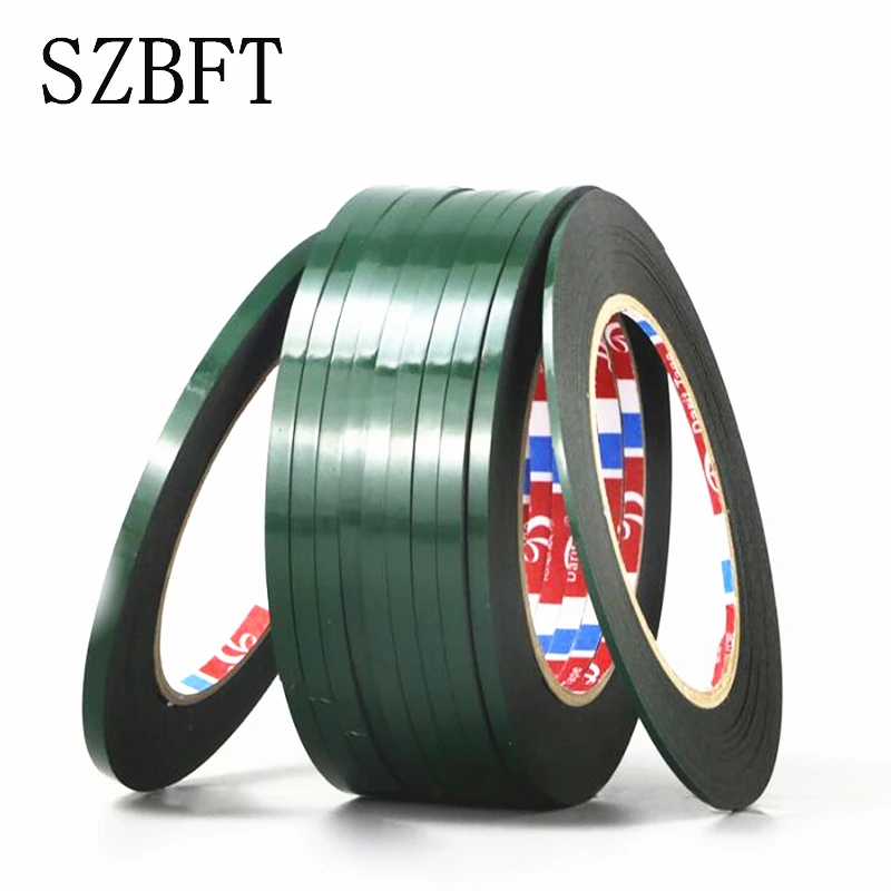 

2/3/5/8/10/15/20mm width 0.5mm thickness Black foam double-sided tape Green film PE sponge foam car nameplate advertising tape