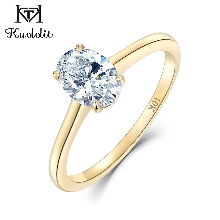 1.5 Ct Oval Cubic Zirconia Solitaire Ring Women Wedding Jewelry 14K Gold Plated