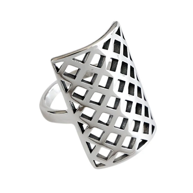DreamySky Bijoux Boho стильные 925 пробы серебряные прямоугольные кольца для женщин подарки большие Регулируемые кольца на палец