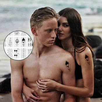 

60pcs Geometric Tattoos Fashion Pretty Stylish Body Tattoos Temporary Tattoos Minimalist Tattoos for Girls