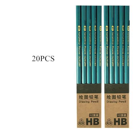 HB 20PCS Зеленые деревянные карандаши HB 2B 2H карандаши для рисования и эскизов набор школьных принадлежностей канцелярские принадлежности для детей - Цвет: HB 20PCS