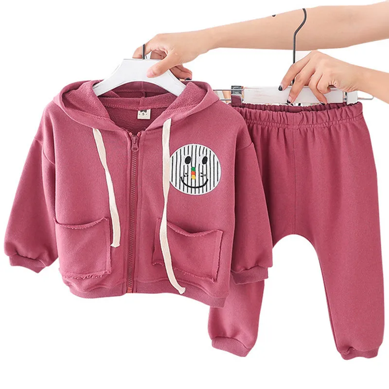 

Toddler Girls Clothing Sets 2019 Fall Two Piece 1-7Y Kids Outfits Long Sleeve Cartoon Hooded Zipper Coat+Pant Casual Sport Suits