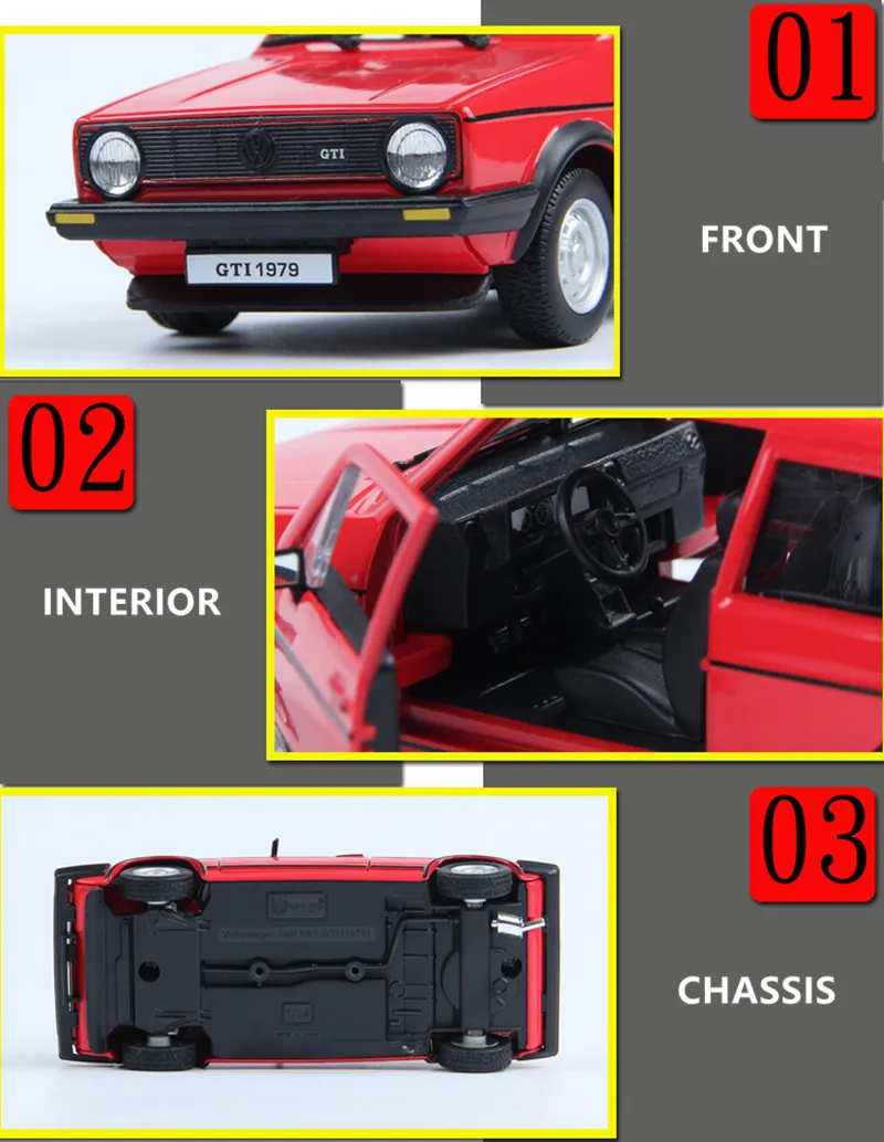 Bburago 1:24 1979 Volkswagen Golf GTI модель автомобиля из сплава Модель автомобиля украшение коллекция Подарочная игрушка