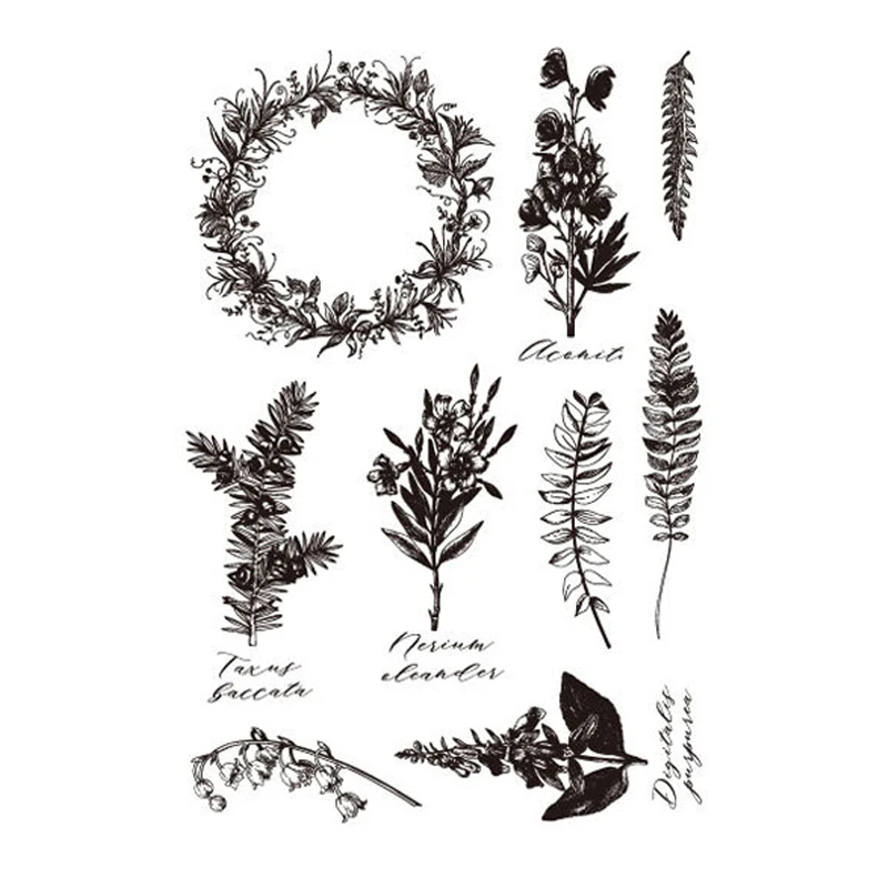 

Clear Stamps for DIY Scrapbooking Card Wreath and Plants Transparent Rubber Stamp Handmade Making Album Photo Crafts New Stamps
