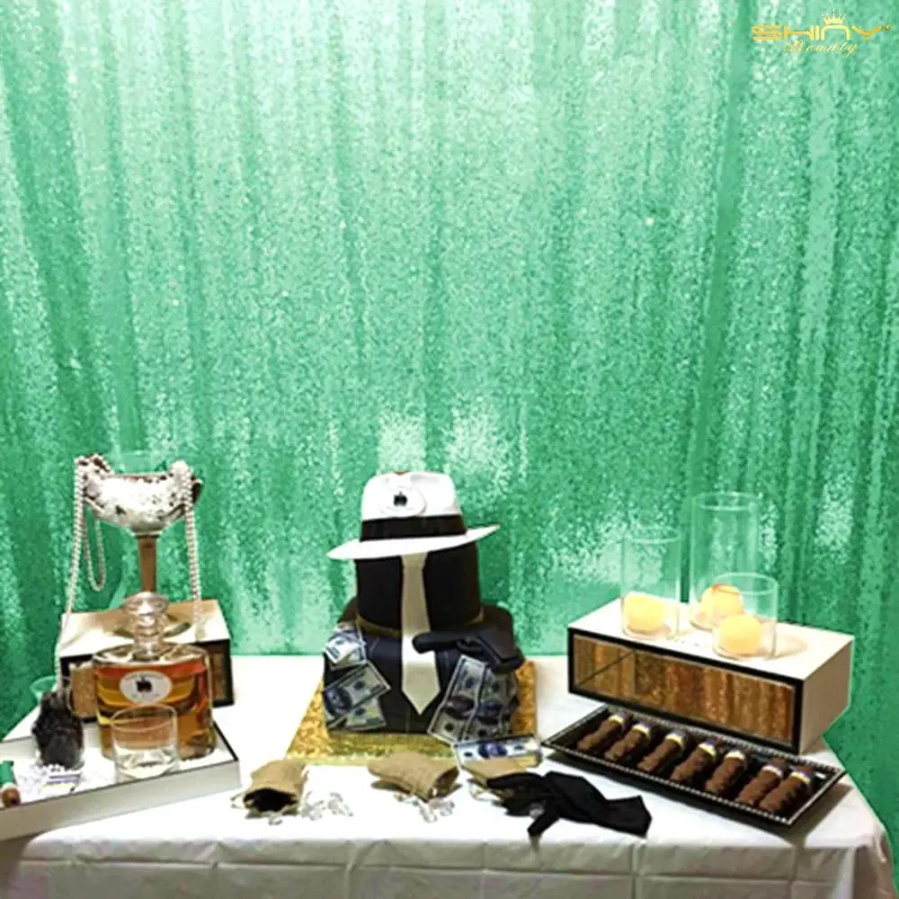 3FTx8FT Sequin Curtain Light Green Glitter Christmas Backdrop Party Photo Backdrop Wedding Backdrop Curtain Baby Show Decoration