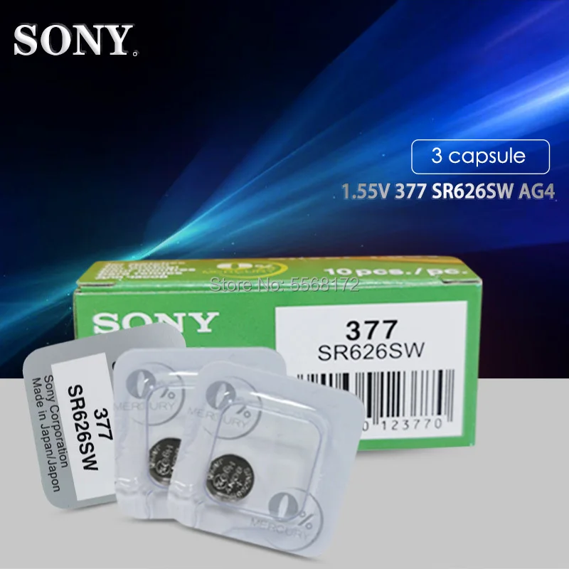 3 шт./лот Однослойная упаковка для Sony Original 1 55 V AG4 377A 377 LR626 SR626SW SR66 LR66 часовая