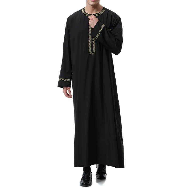 Новое поступление, солидное мужское мусульманское Макси-платье Saudi thebe, мусульманское платье abaya jilbaba, Дубай, для любого случая, осеннее платье jubba thebe