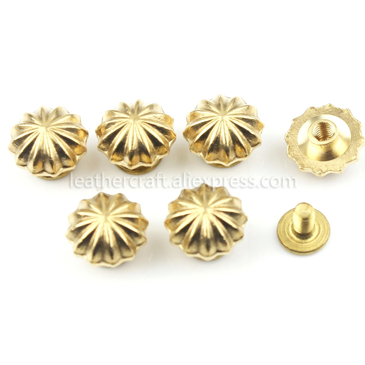 

10 pcs Solid brass chrysanthemum screw back rivets studs Fashion clothing Luxury bag strap leather craft decor Hardware 2 sizes