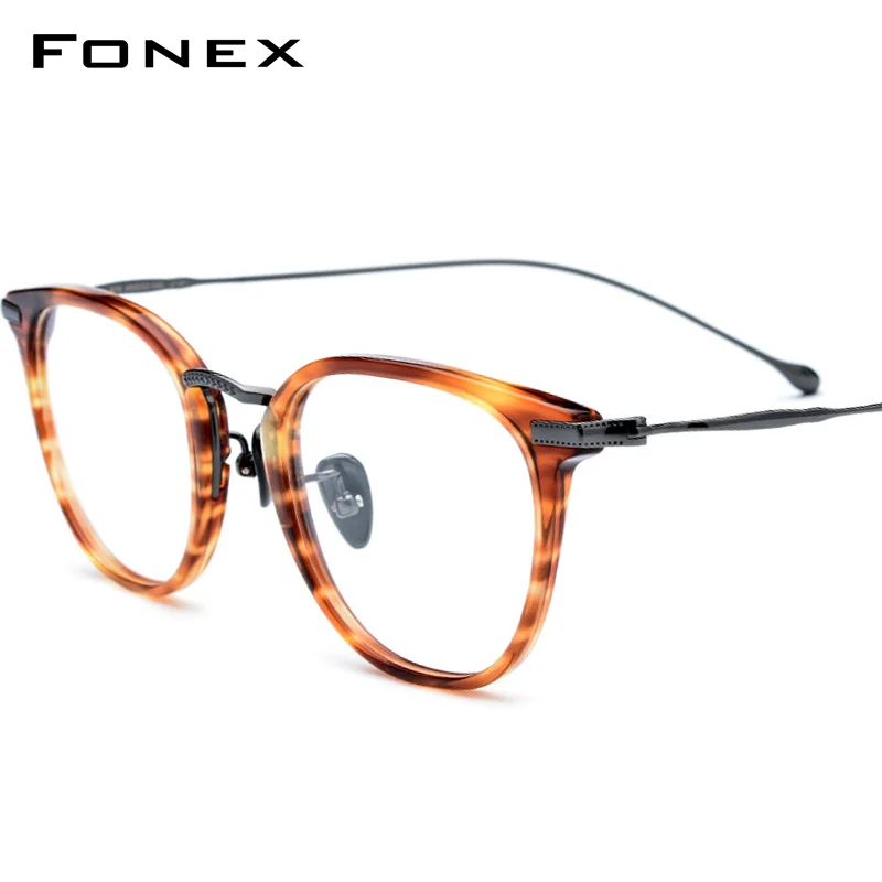 

FONEX Pure B Titanium Optical Glasses Frame Men Vintage Prescription Eyeglasses Women Retro Round Myopia Spectacles Eyewear 839