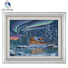 Joy Sunday Набор для вышивки крестиком aurora borealis DMC 11CT 14CT DIY набор ручной работы Рукоделие домашний декор живопись подарок