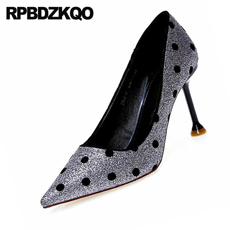 8 см сверкающими scarpin bling Размер 4 34 вечер модельные женские туфли-лодочки женская обувь серого цвета с блестками Обувь на высоком каблуке с блестками; вечерние туфли с острым носком туфли на выпускной